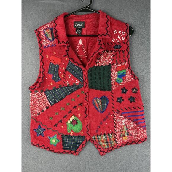 Designers Originals Studio Joy Christmas Sweater Vest M Stockings Whimsical - Picture 1 of 9